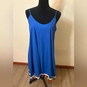 Judith March Royal Blue Dress with Multicolor Tassels * Made in USA*  Slip 90s‌